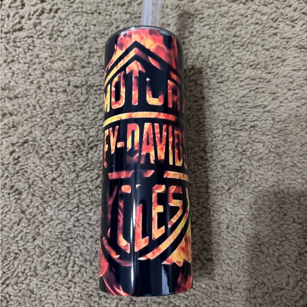 Harley-Davidson Black and Orange Flame Tumbler